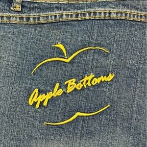 VTG Apple Bottoms Womens Jeans Size 24W Capri Distressed Blue Embroidered NWOT